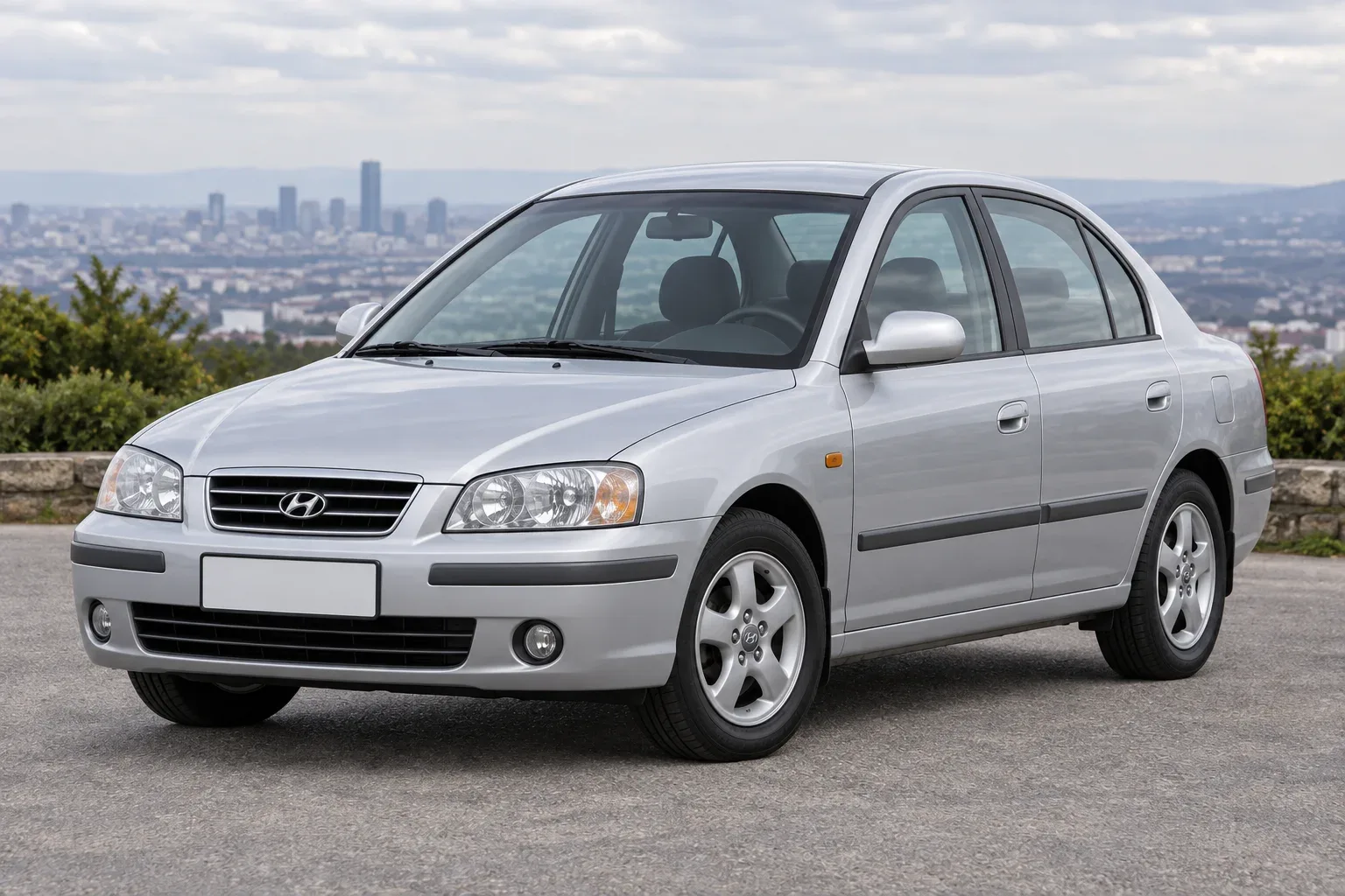 Hyundai Elantra XD / J3 — сгенерированная иллюстрация модели при дневном освещении