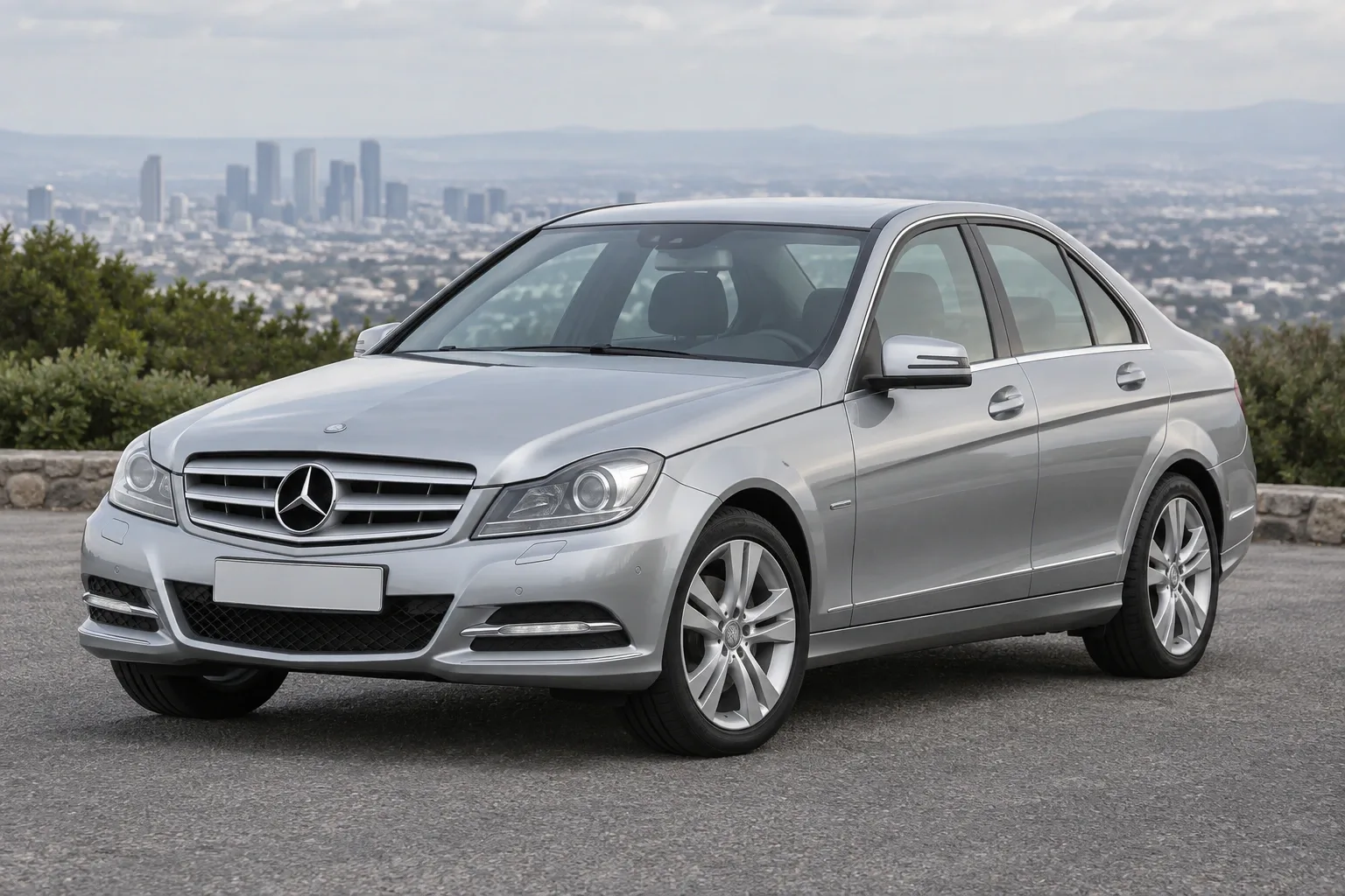 Mercedes-Benz W204 — сгенерированная иллюстрация модели при дневном освещении