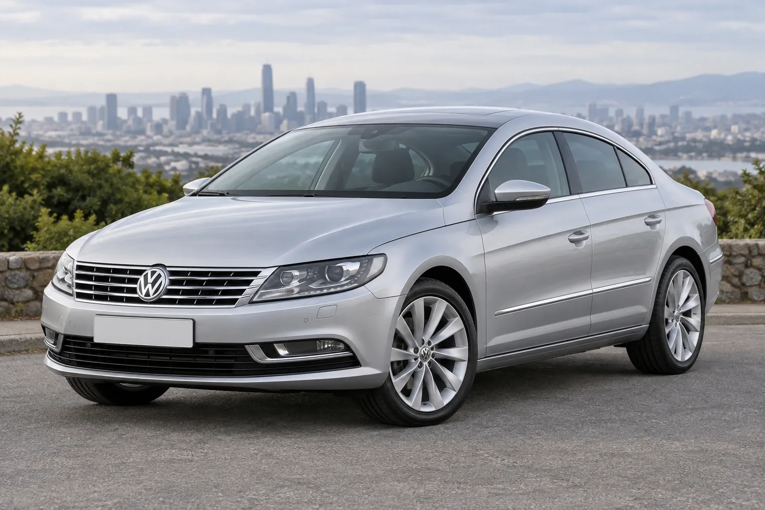 Volkswagen Passat CC — сгенерированная иллюстрация модели при дневном освещении