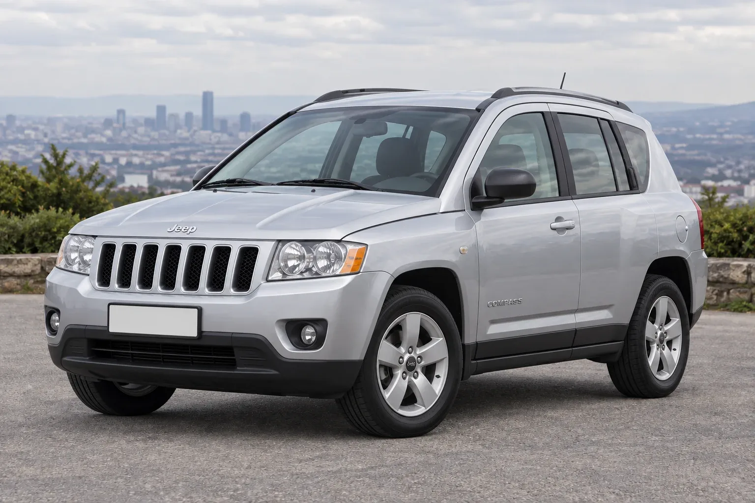 Jeep Compass — сгенерированная иллюстрация модели при дневном освещении