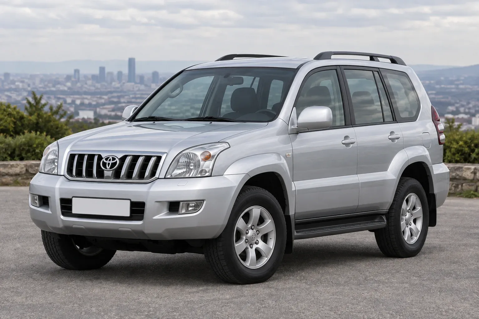 Toyota Land Cruiser Prado 120 — сгенерированная иллюстрация модели при дневном освещении