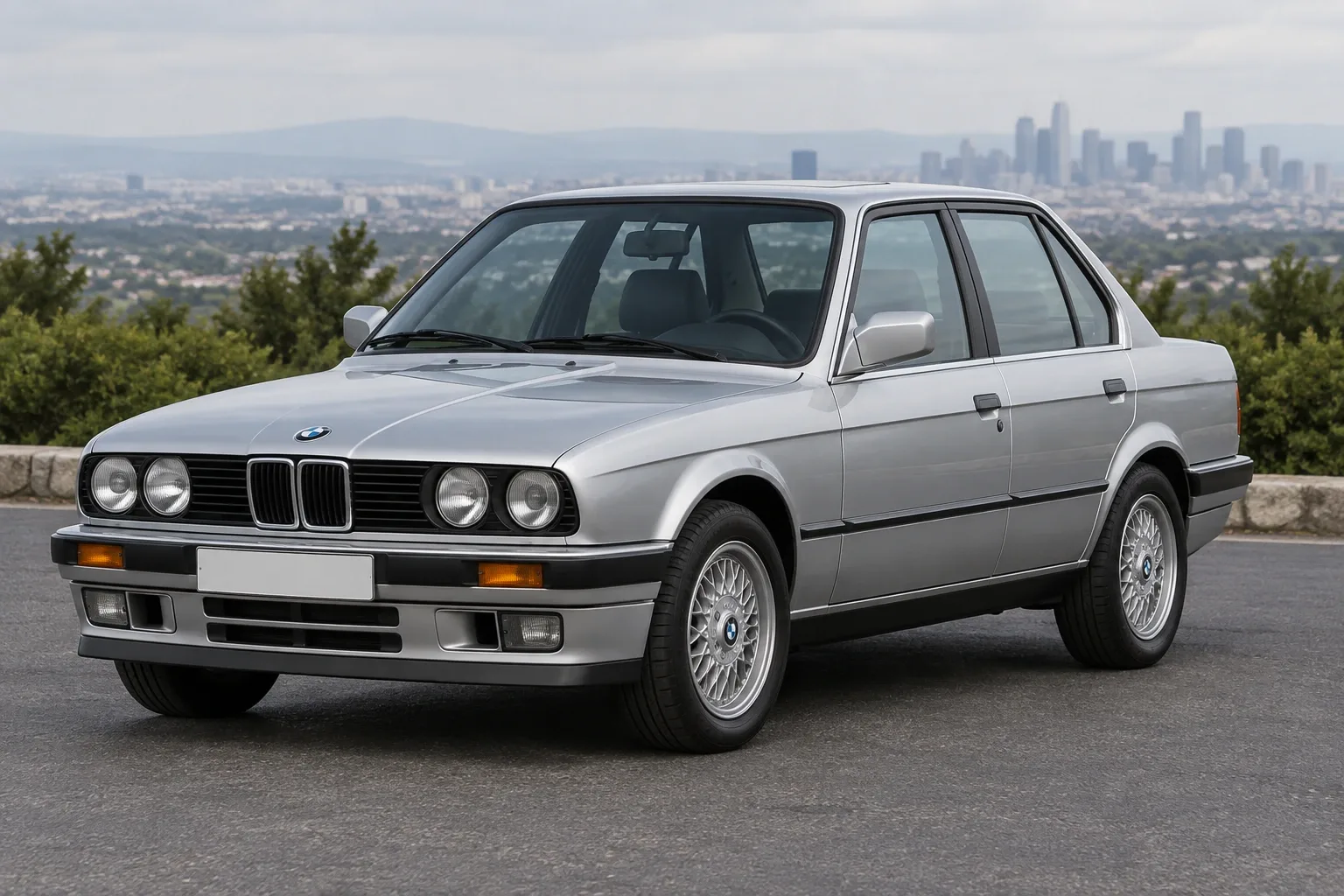 BMW 3 E30 — сгенерированная иллюстрация модели при дневном освещении