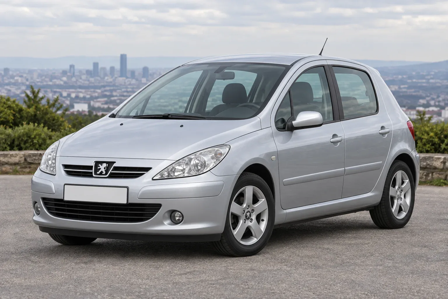 Peugeot 307 — сгенерированная иллюстрация модели при дневном освещении