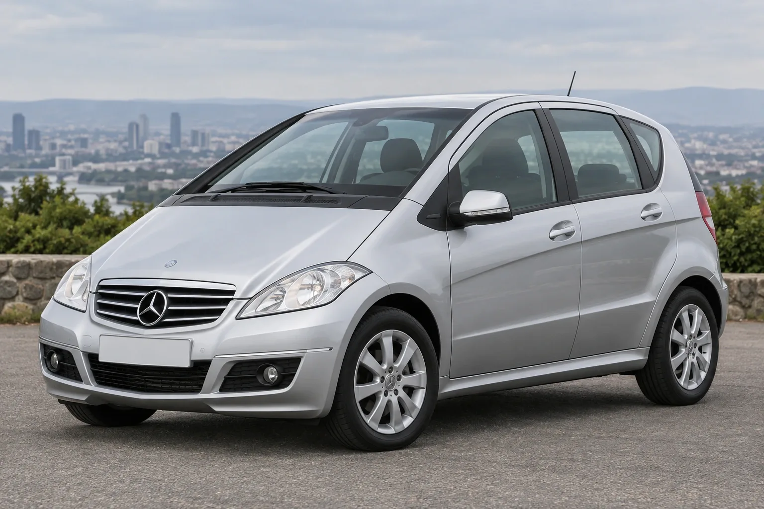 Mercedes-Benz W169 — сгенерированная иллюстрация модели при дневном освещении