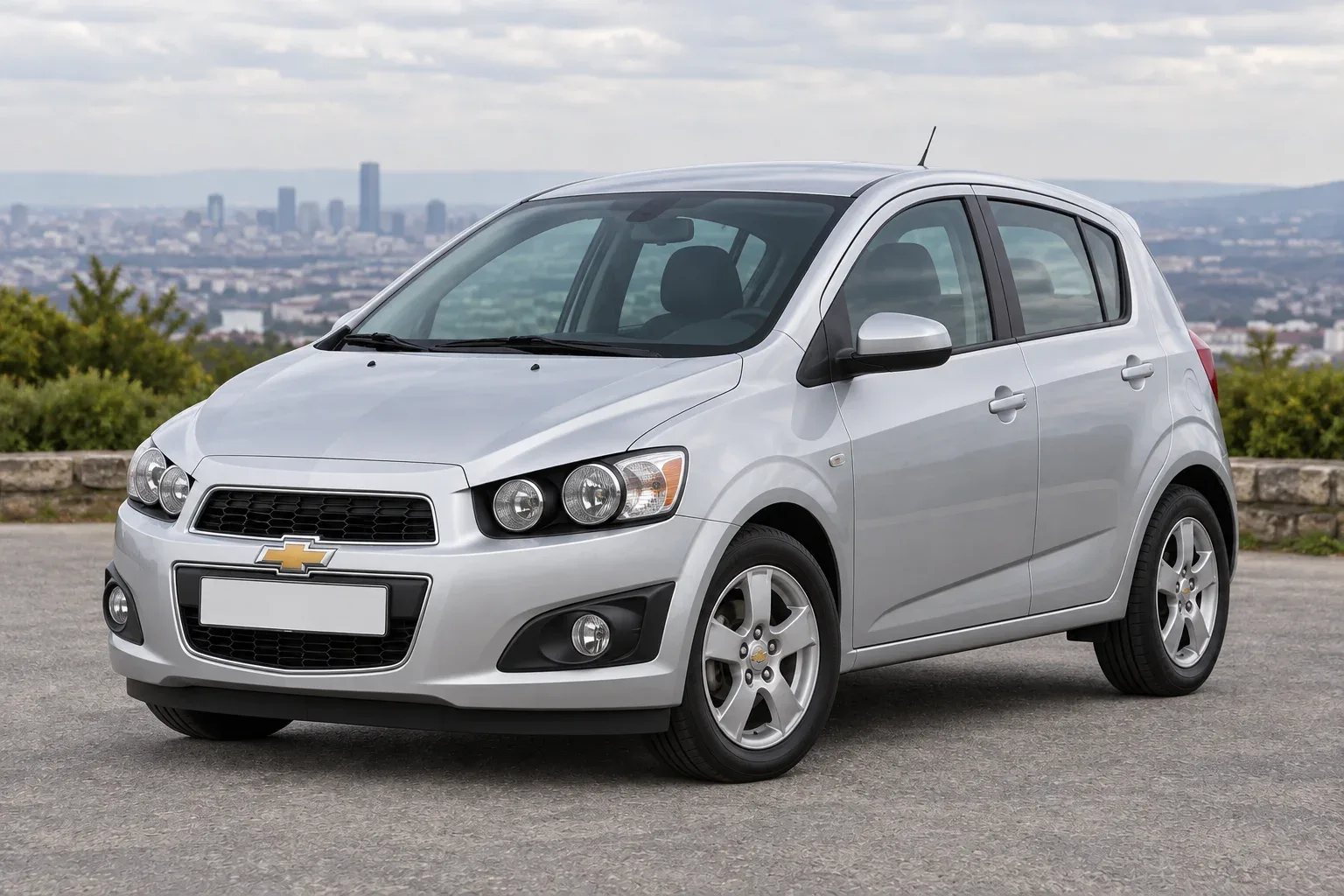 Chevrolet Aveo 2 / T300 — сгенерированная иллюстрация модели при дневном освещении