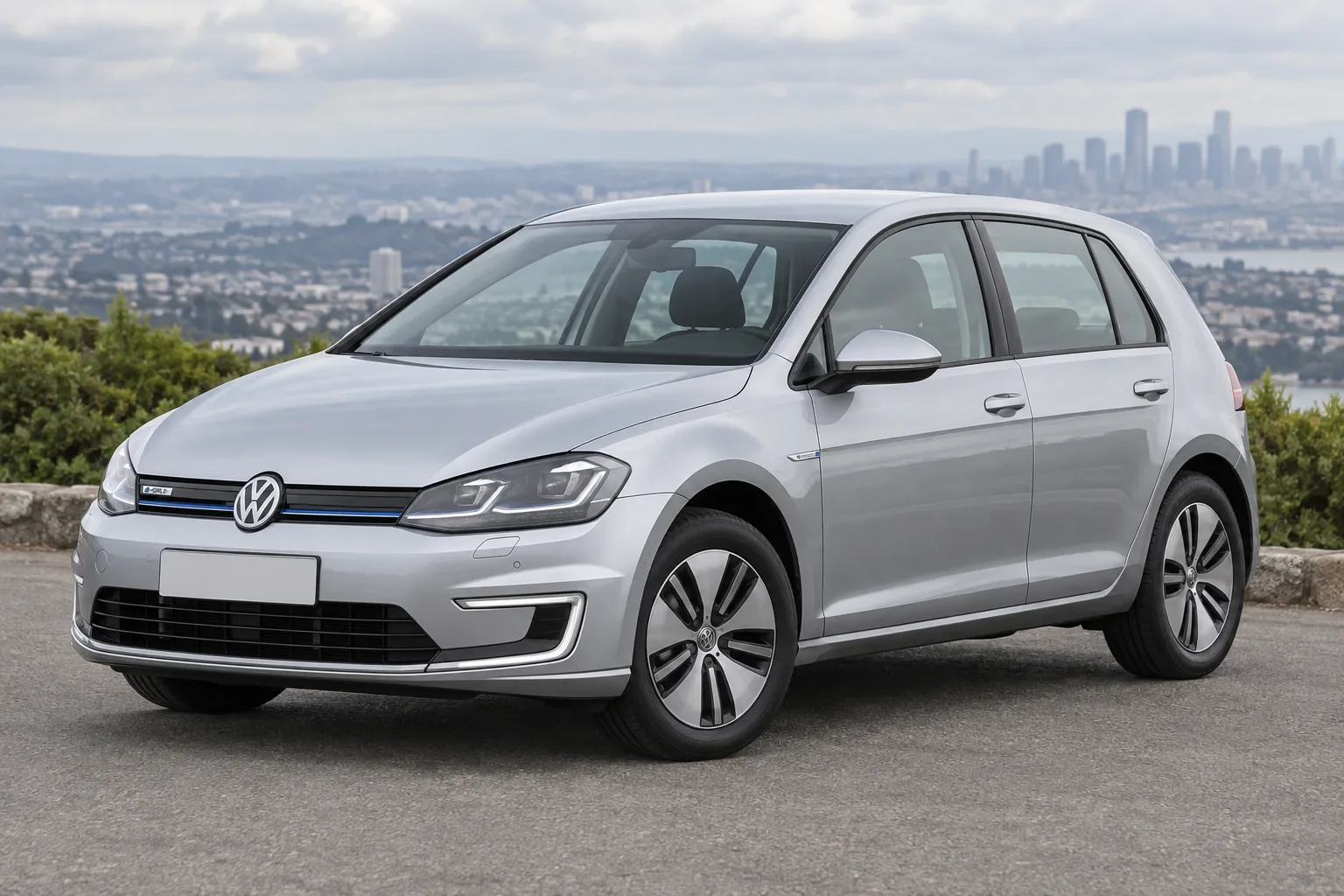Volkswagen e-Golf 7 — сгенерированная иллюстрация модели при дневном освещении