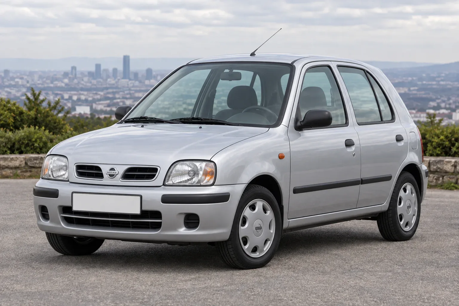 Nissan Micra K11 — сгенерированная иллюстрация модели при дневном освещении
