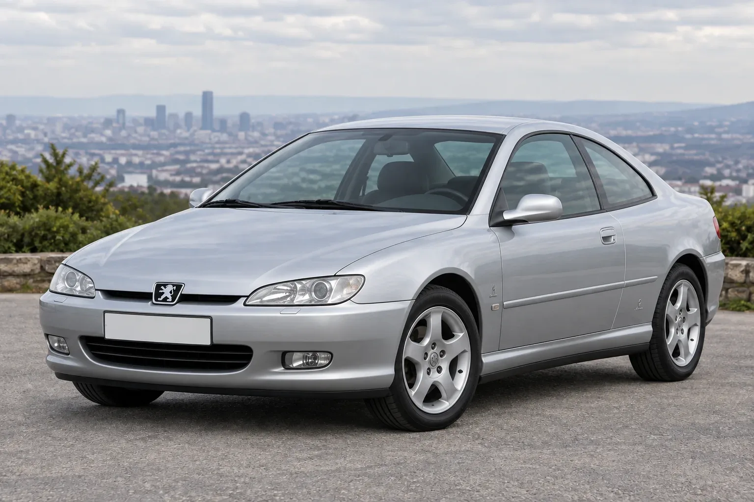 Peugeot 406 Coupe — сгенерированная иллюстрация модели при дневном освещении