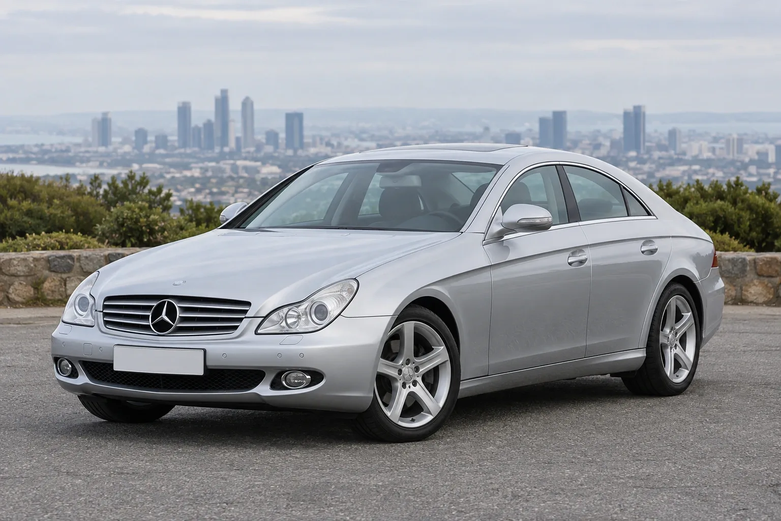 Mercedes-Benz CLS / C219 — сгенерированная иллюстрация модели при дневном освещении