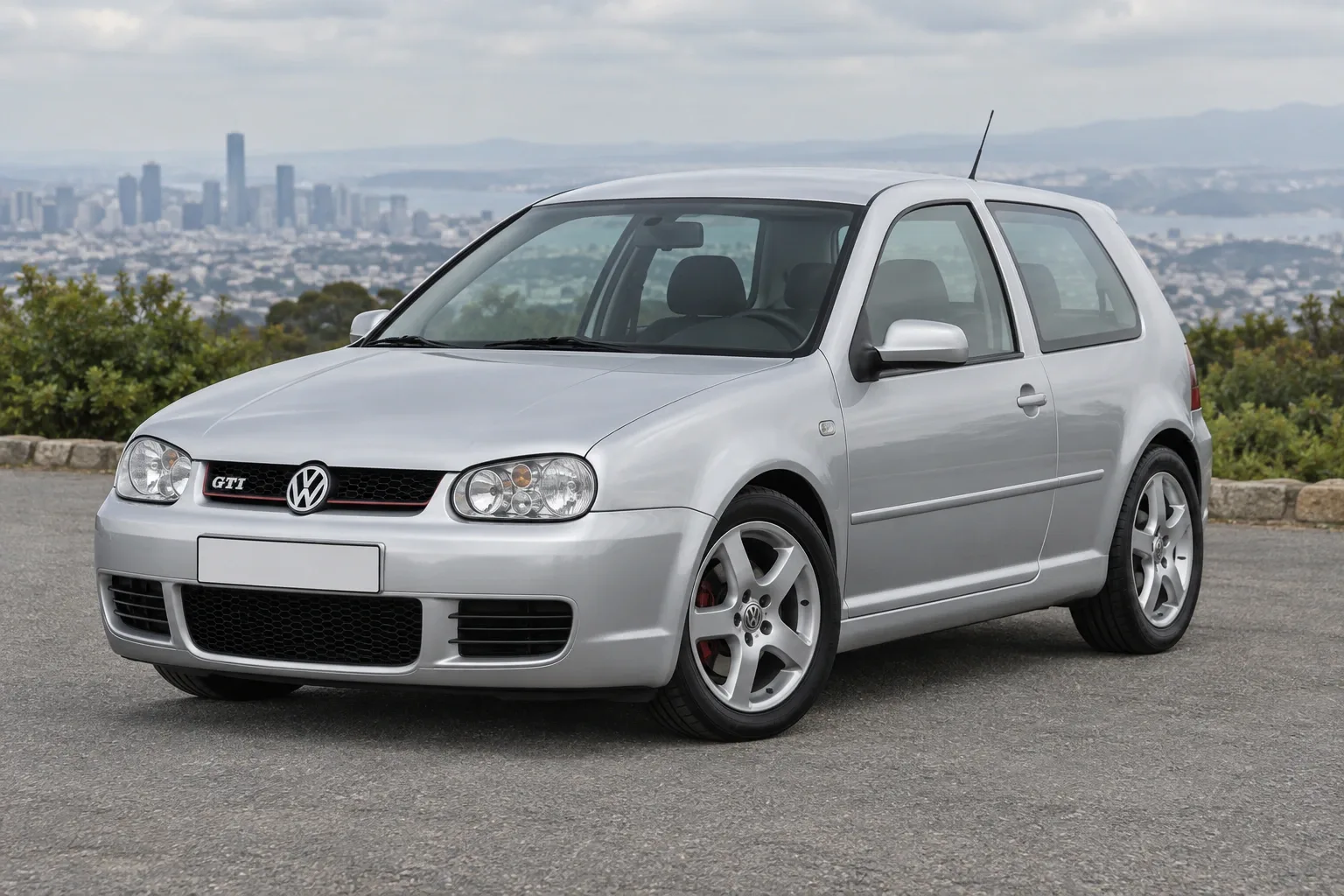 Volkswagen Golf 4 GTI — сгенерированная иллюстрация модели при дневном освещении