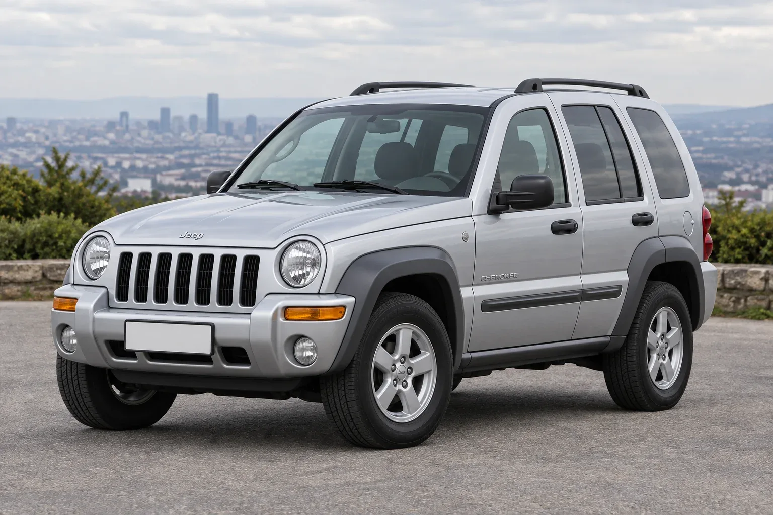 Jeep Cherokee KJ — сгенерированная иллюстрация модели при дневном освещении