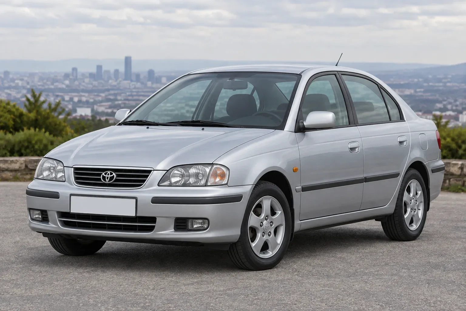 Toyota Avensis 1 — сгенерированная иллюстрация модели при дневном освещении