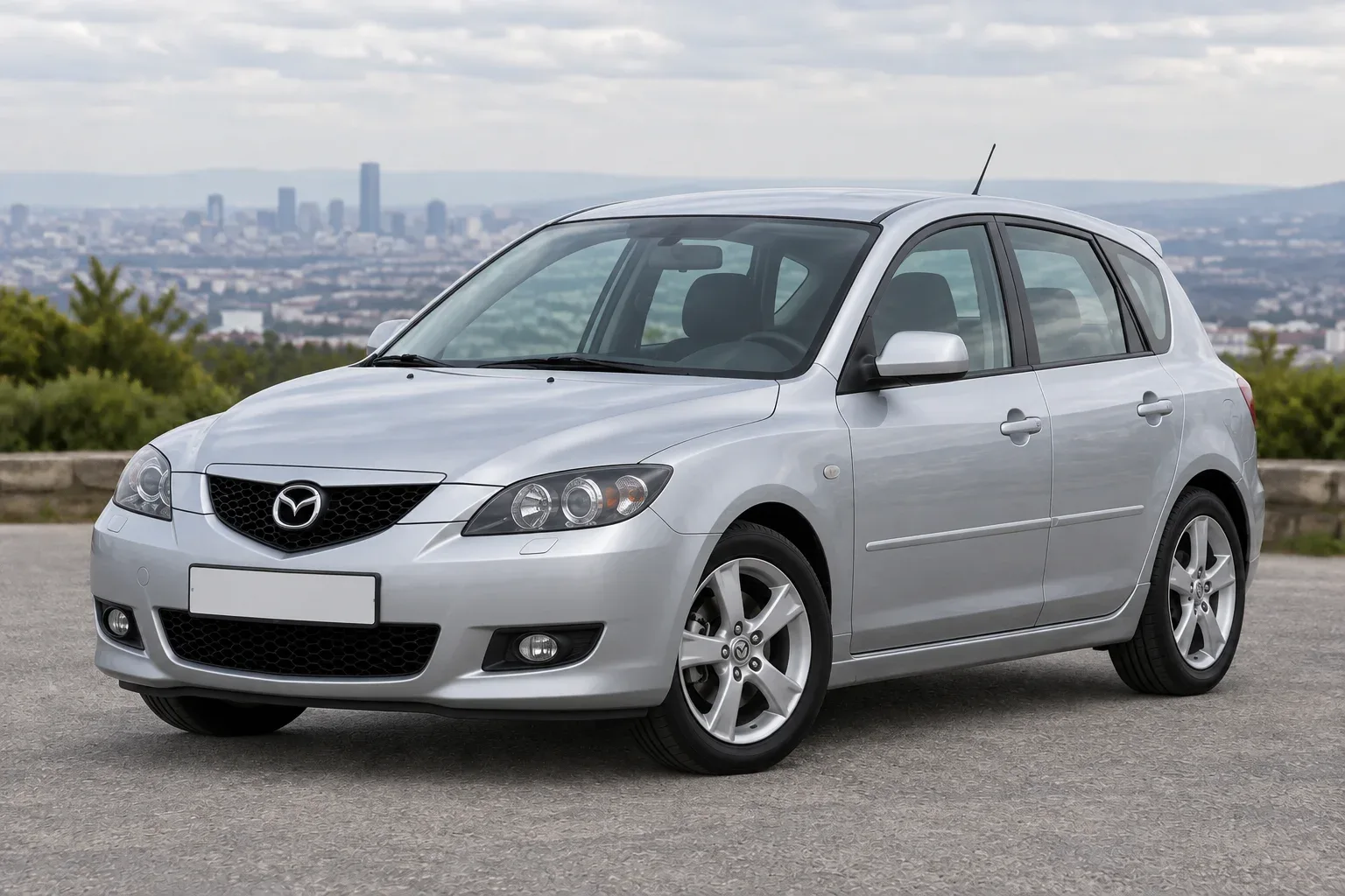 Mazda 3 BK — сгенерированная иллюстрация модели при дневном освещении