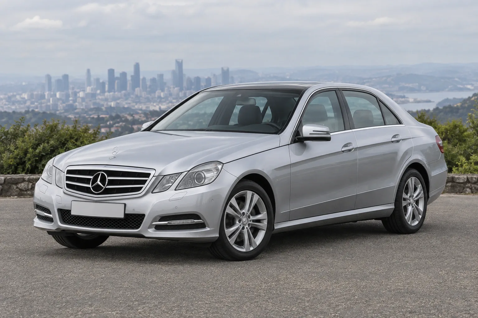 Mercedes-Benz W212 — сгенерированная иллюстрация модели при дневном освещении