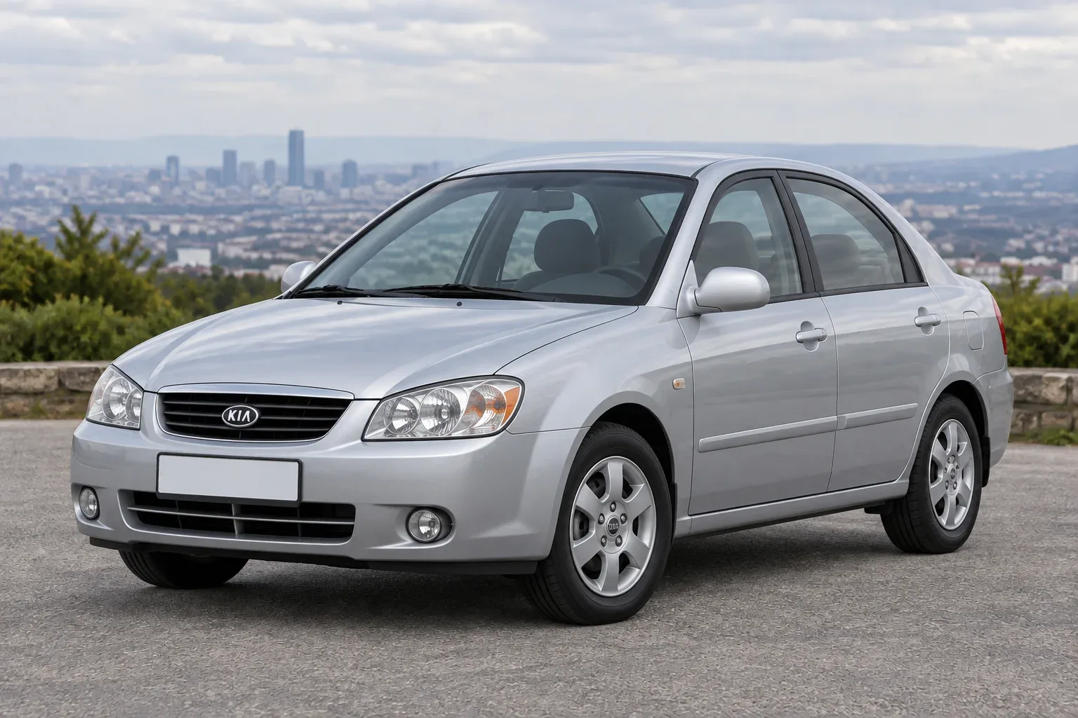 Kia Spectra — сгенерированная иллюстрация модели при дневном освещении