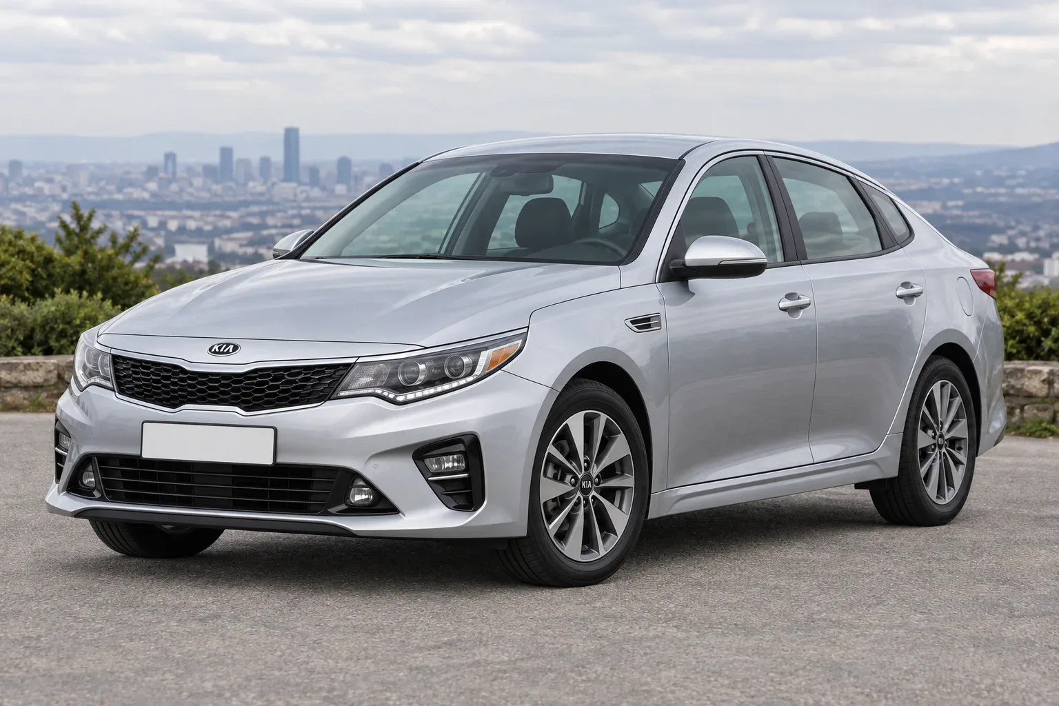 Kia Optima 4 JF — сгенерированная иллюстрация модели при дневном освещении