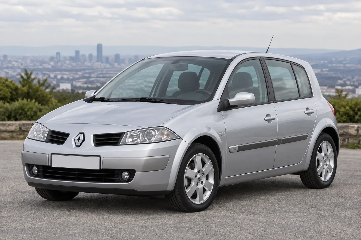 Renault Megane 2 — сгенерированная иллюстрация модели при дневном освещении