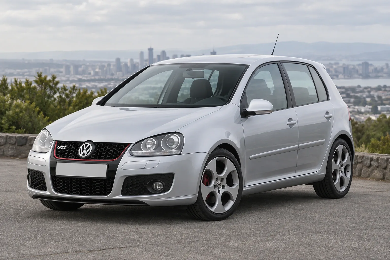 Volkswagen Golf 5 GTI — сгенерированная иллюстрация модели при дневном освещении