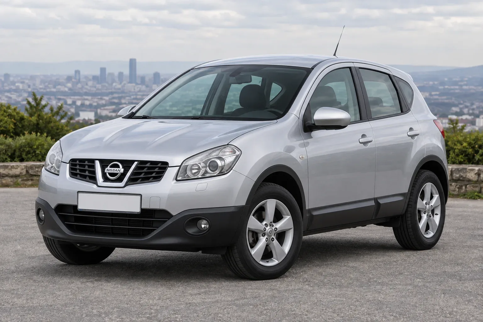 Nissan Qashqai J10 — сгенерированная иллюстрация модели при дневном освещении