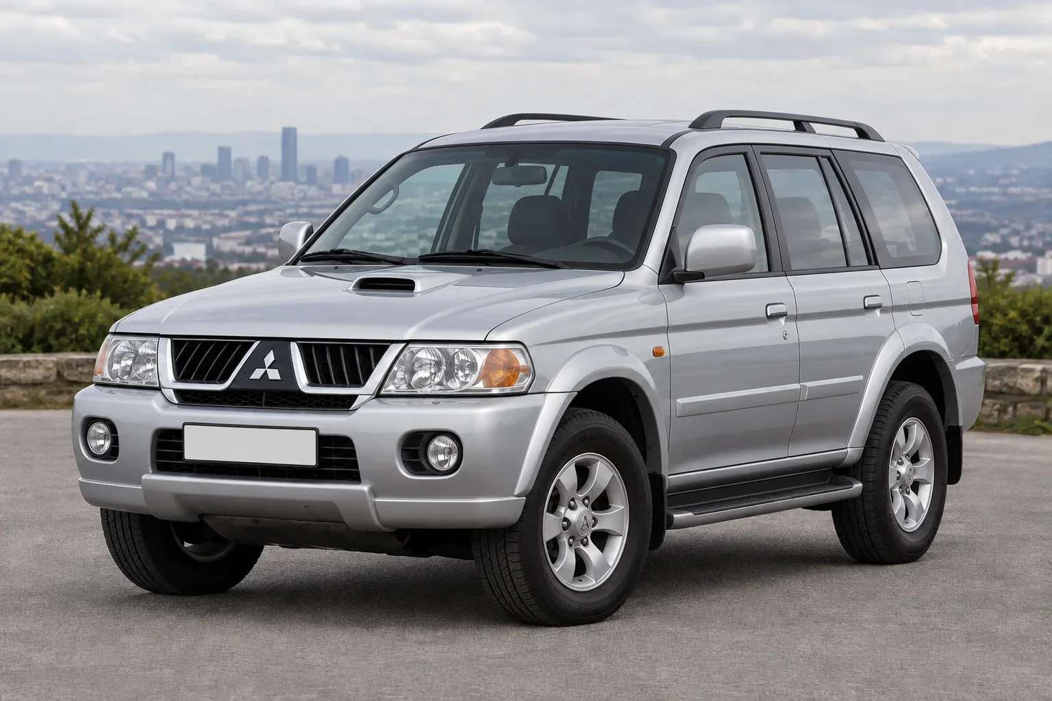 Mitsubishi Pajero Sport 1 — сгенерированная иллюстрация модели при дневном освещении