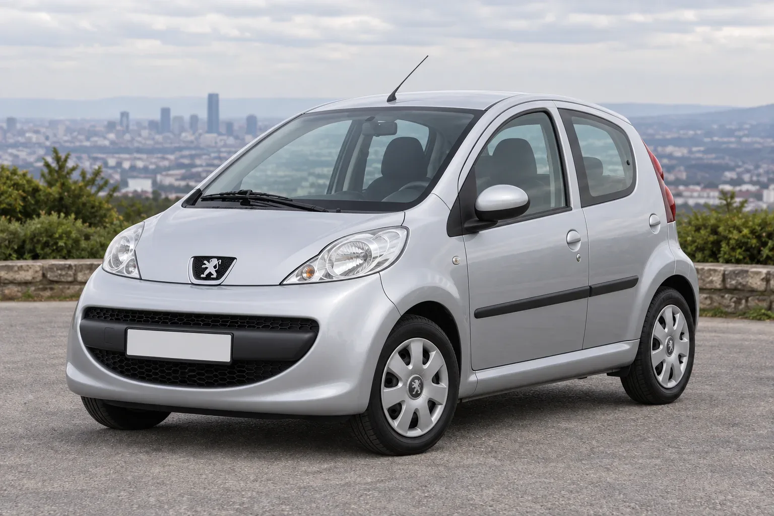 Peugeot 107 — сгенерированная иллюстрация модели при дневном освещении
