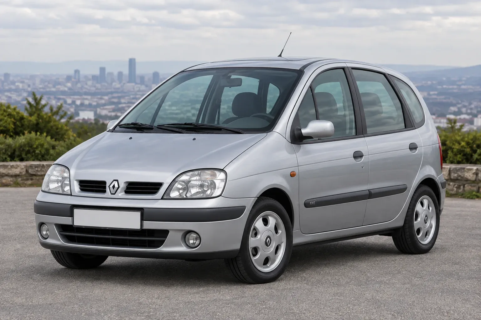 Renault Scenic 1 — сгенерированная иллюстрация модели при дневном освещении