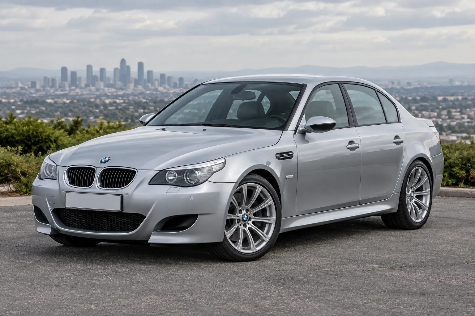 BMW M5 E60 — сгенерированная иллюстрация модели при дневном освещении