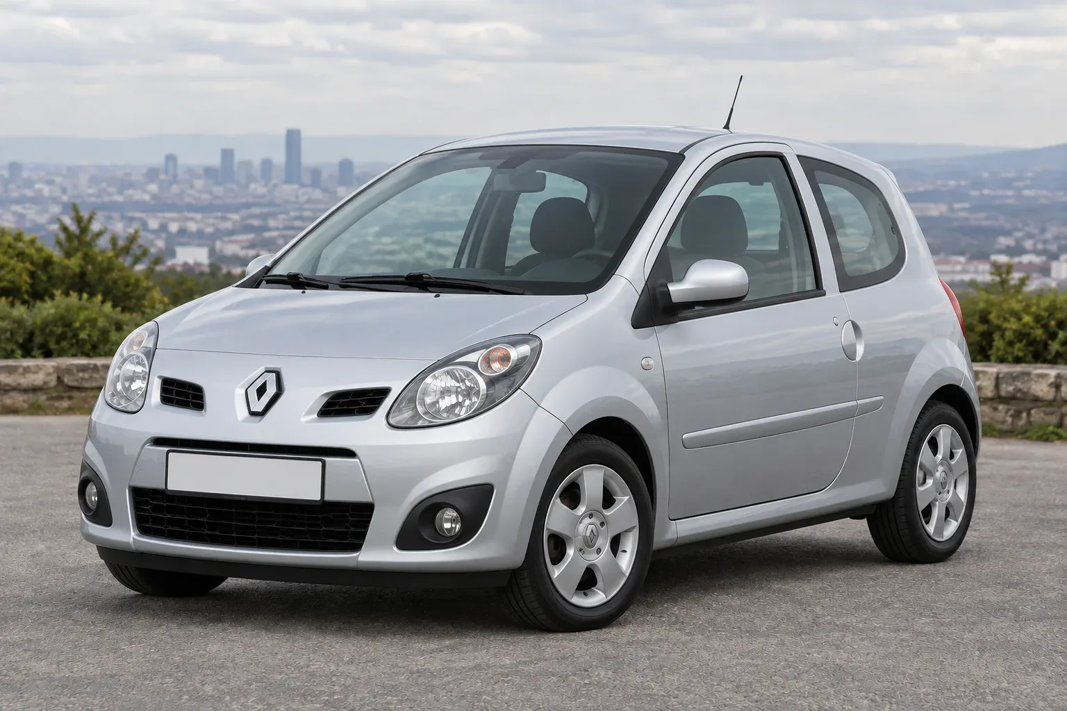 Renault Twingo 2 — сгенерированная иллюстрация модели при дневном освещении
