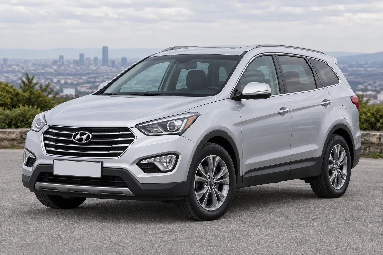 Hyundai Grand Santa Fe — сгенерированная иллюстрация модели при дневном освещении