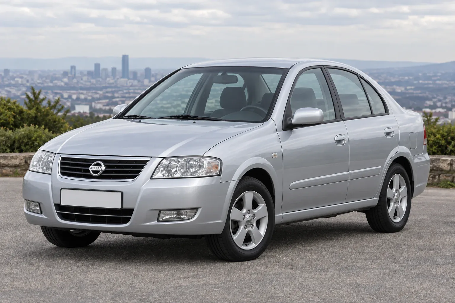Nissan Almera Classic — сгенерированная иллюстрация модели при дневном освещении