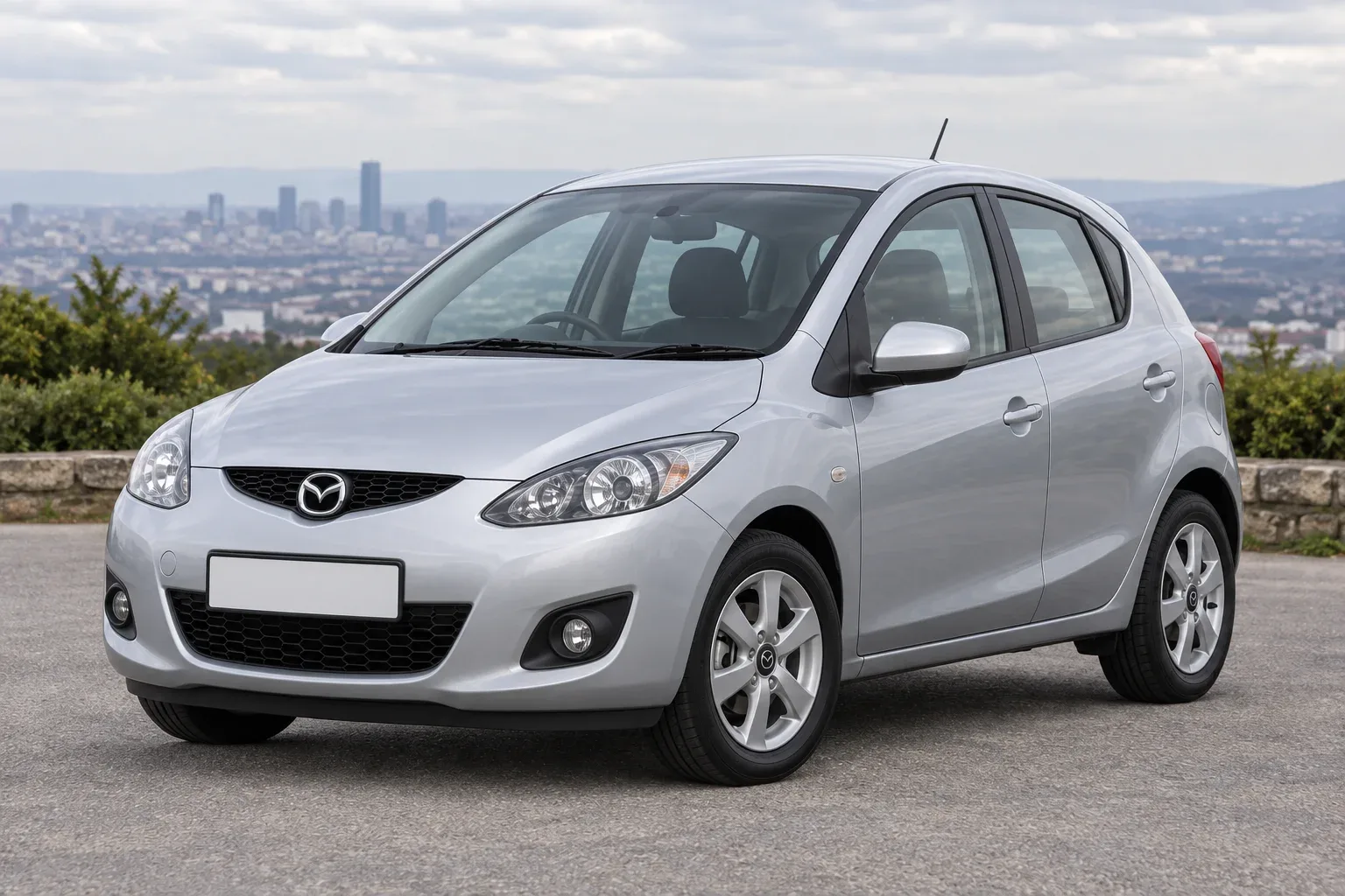 Mazda 2 DE — сгенерированная иллюстрация модели при дневном освещении
