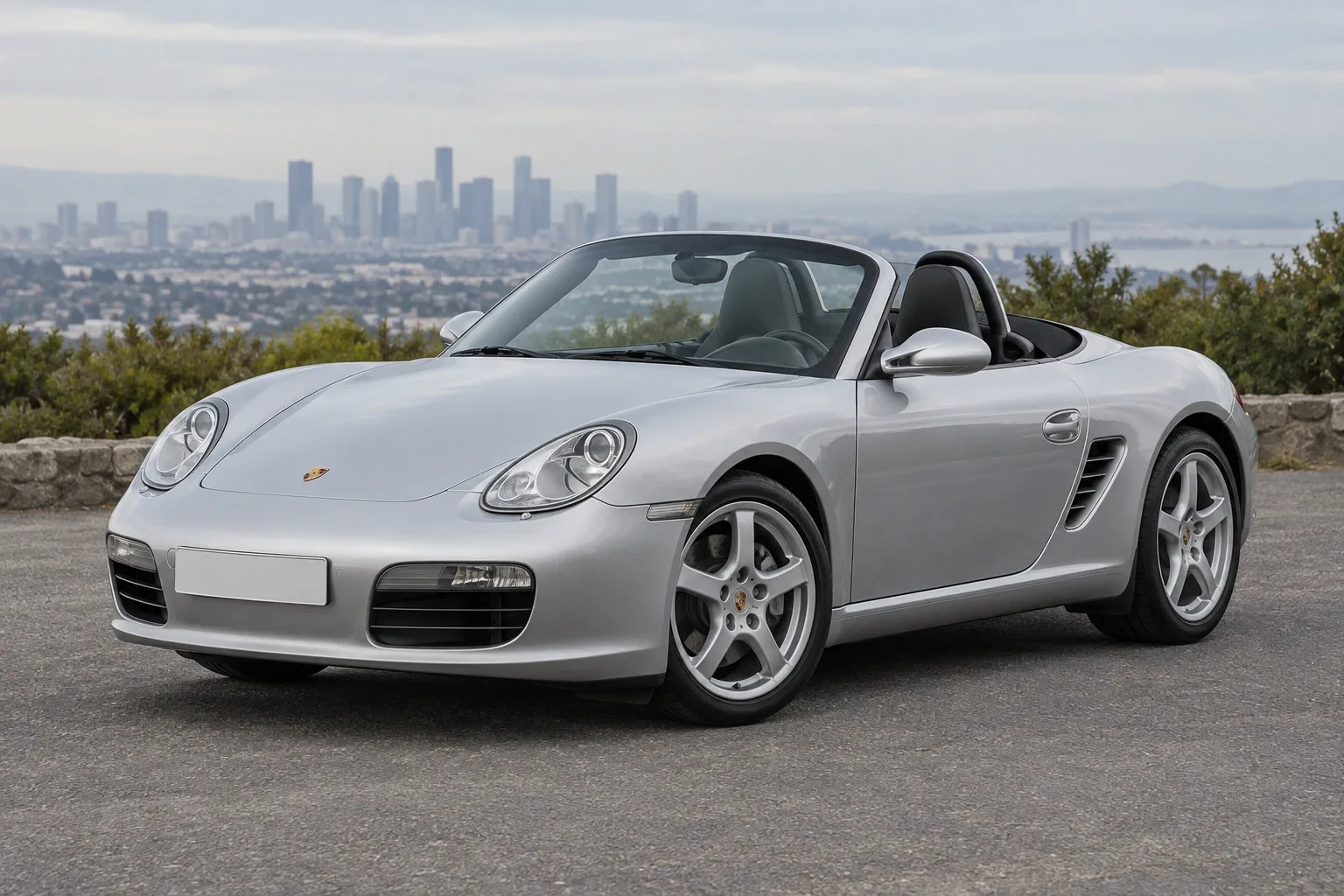 Porsche Boxster 987 — сгенерированная иллюстрация модели при дневном освещении