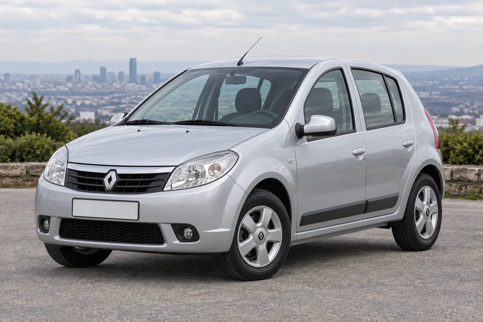 Renault Sandero 1 — сгенерированная иллюстрация модели при дневном освещении