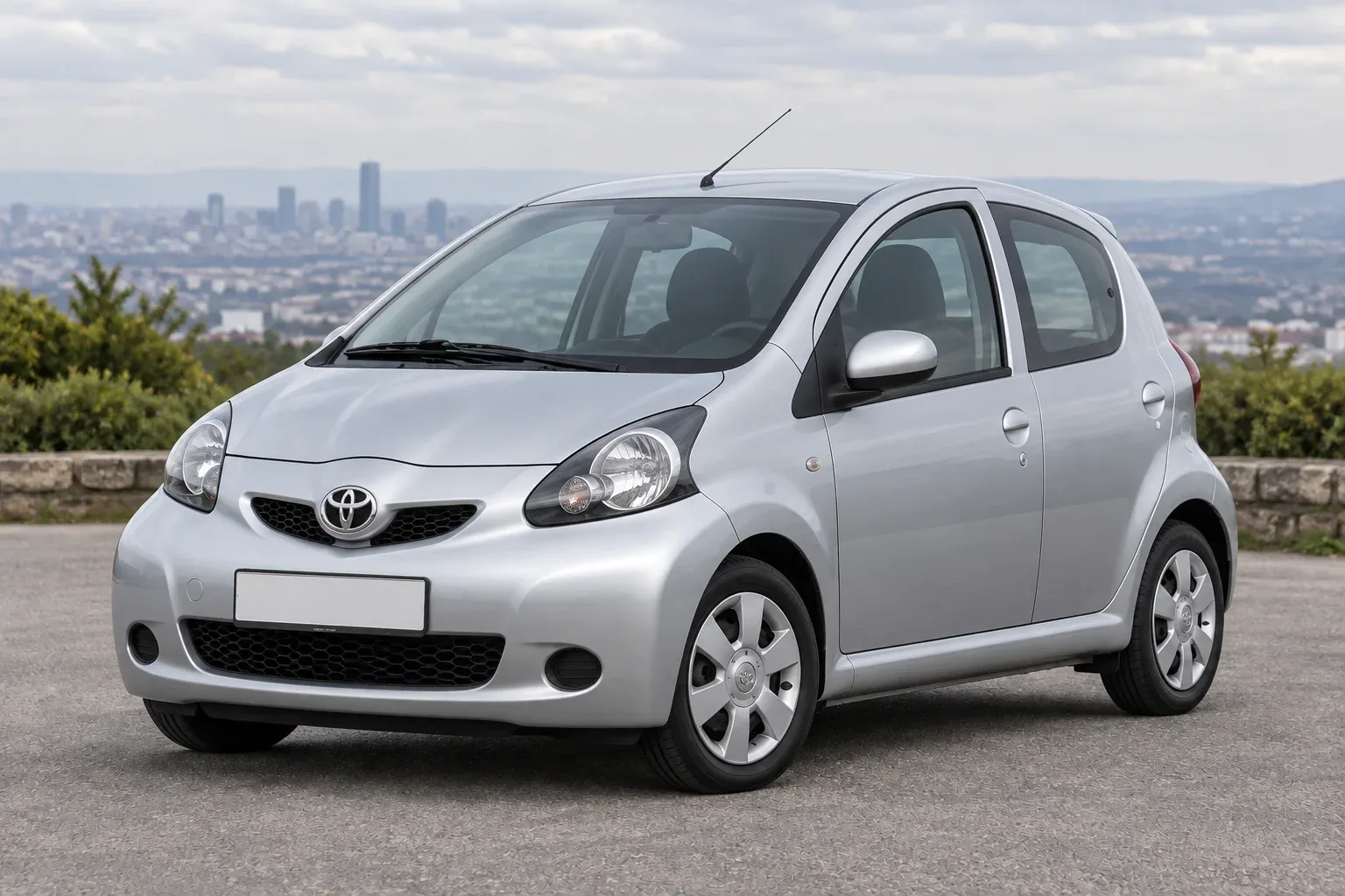 Toyota Aygo 1.0 — сгенерированная иллюстрация модели при дневном освещении