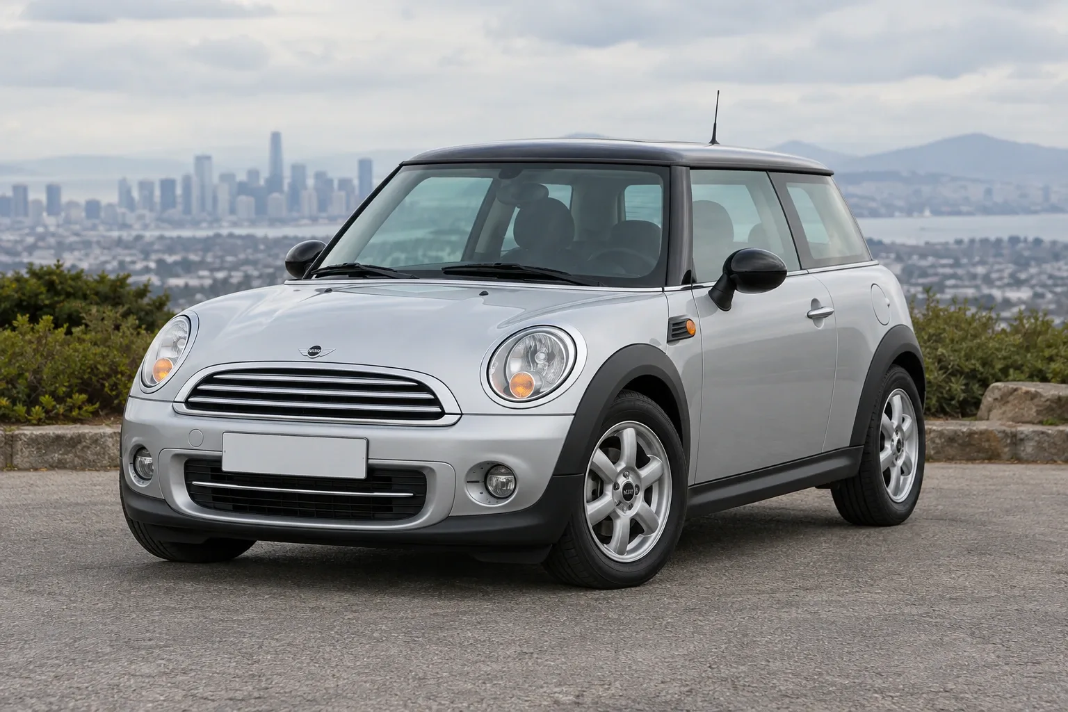 MINI R55/R56/R57 — сгенерированная иллюстрация модели при дневном освещении