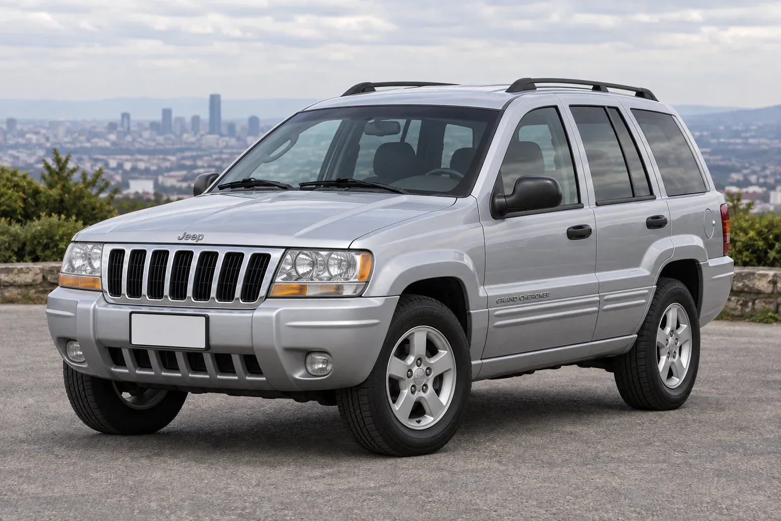 Jeep Grand Cherokee 2 / WJ — сгенерированная иллюстрация модели при дневном освещении