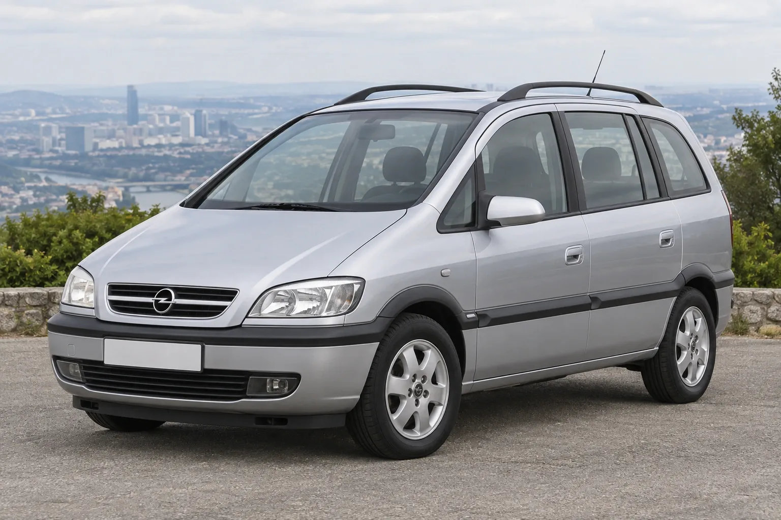 Opel Zafira A — сгенерированная иллюстрация модели при дневном освещении